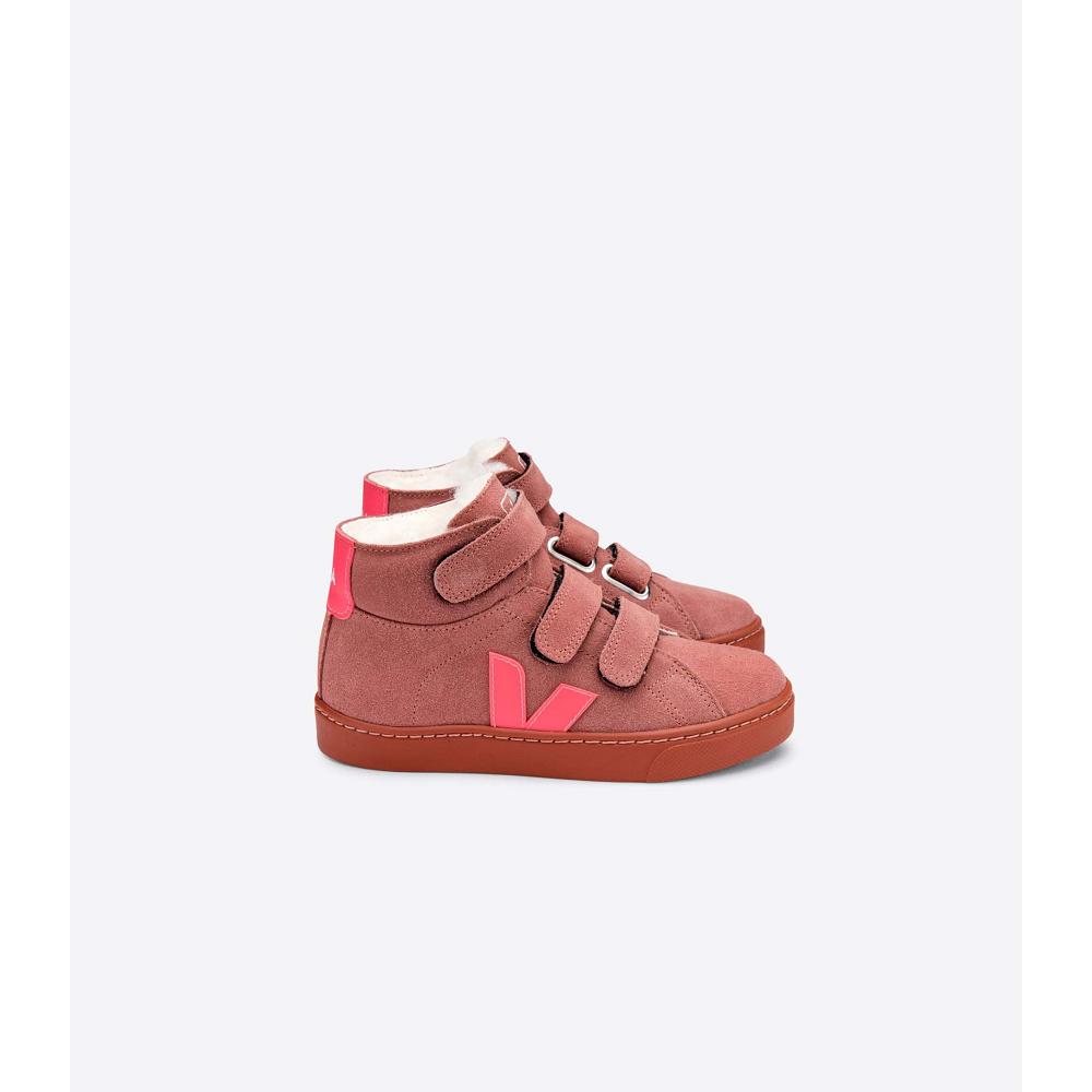 Red Kids\' Veja ESPLAR MID FURED SUEDE Shoes | AU 763RVD